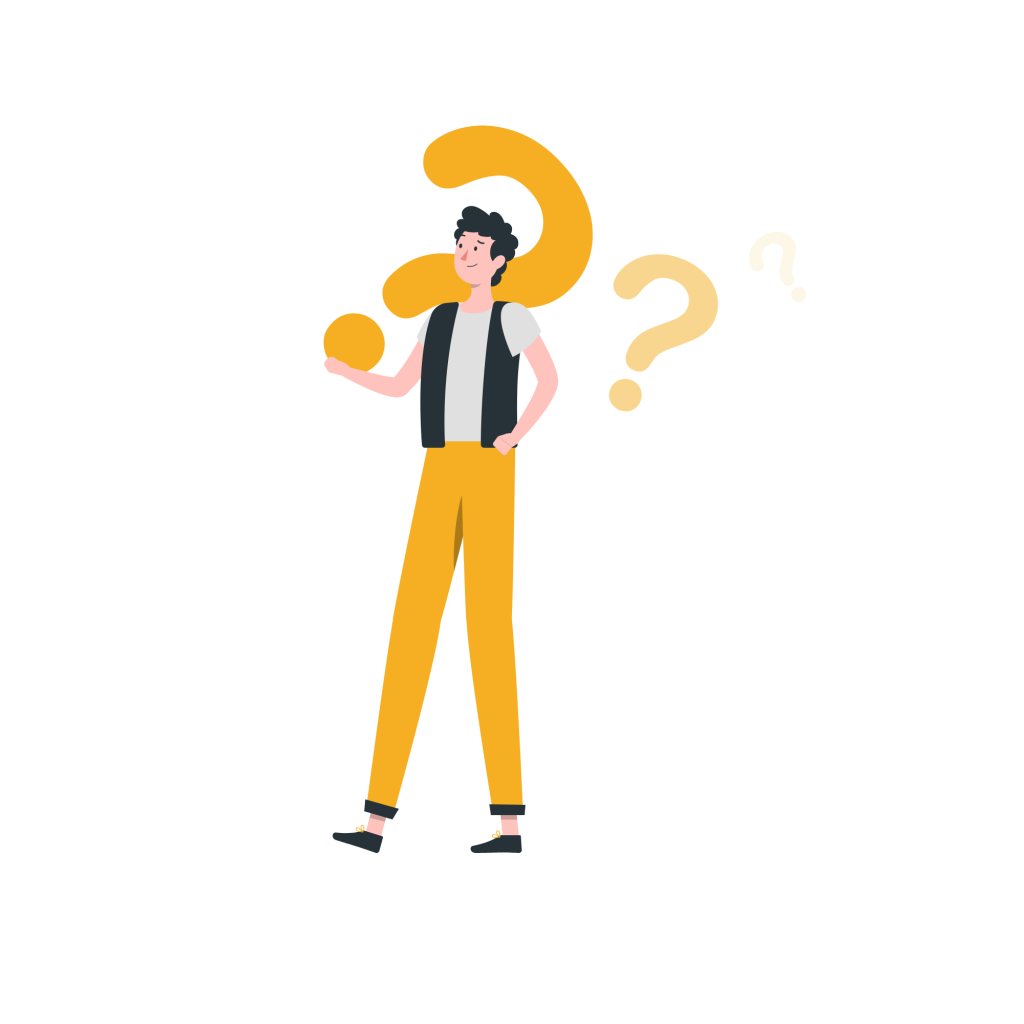 Illustration of a man with a question mark over his shoulder