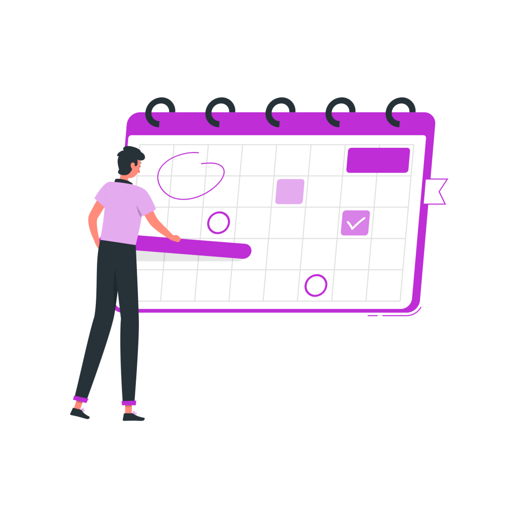 Illustration of a man marking dates on a calendar