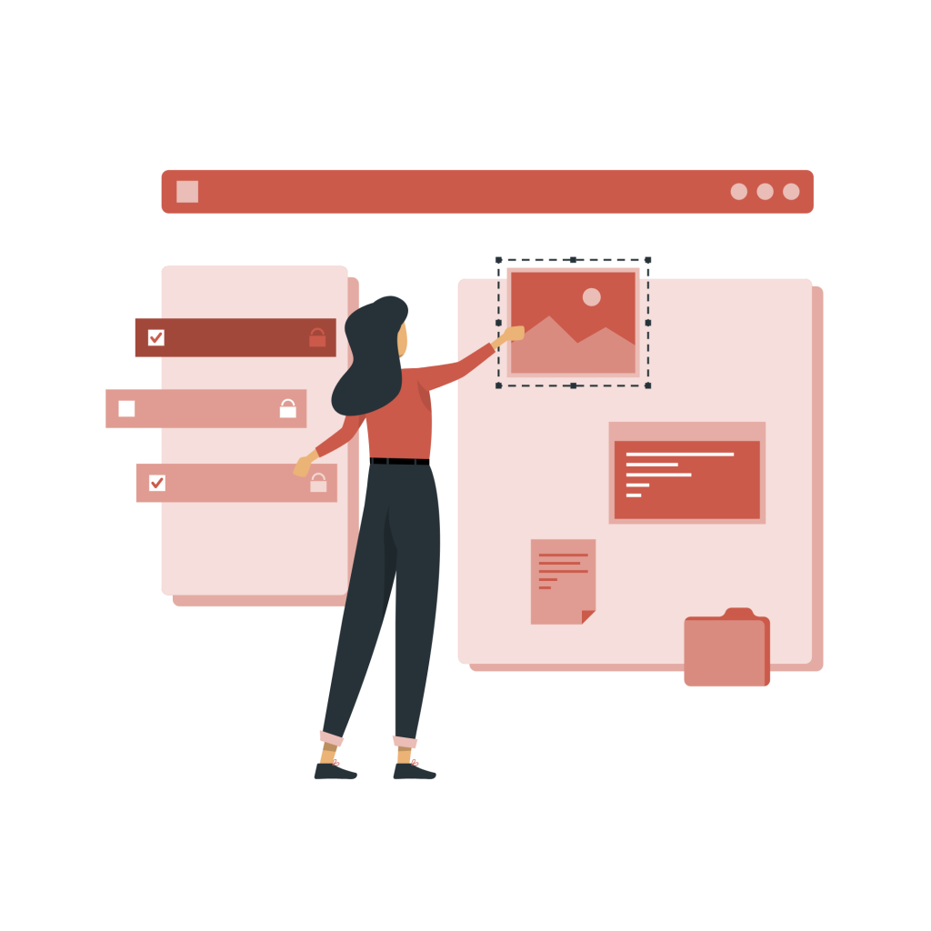 Illustration of a woman holding different items and arranging them in order