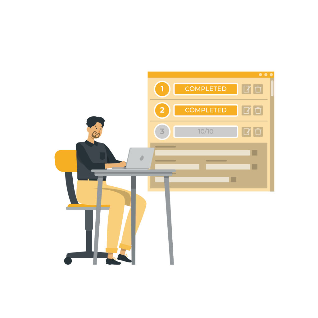 Illustration of a man checking off completed tasks from a list