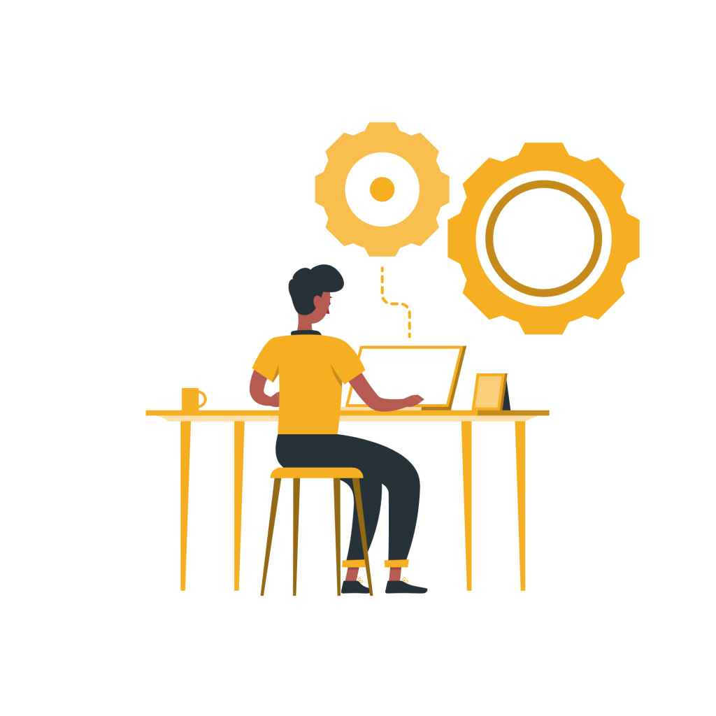 Illustration of a man working at a computer