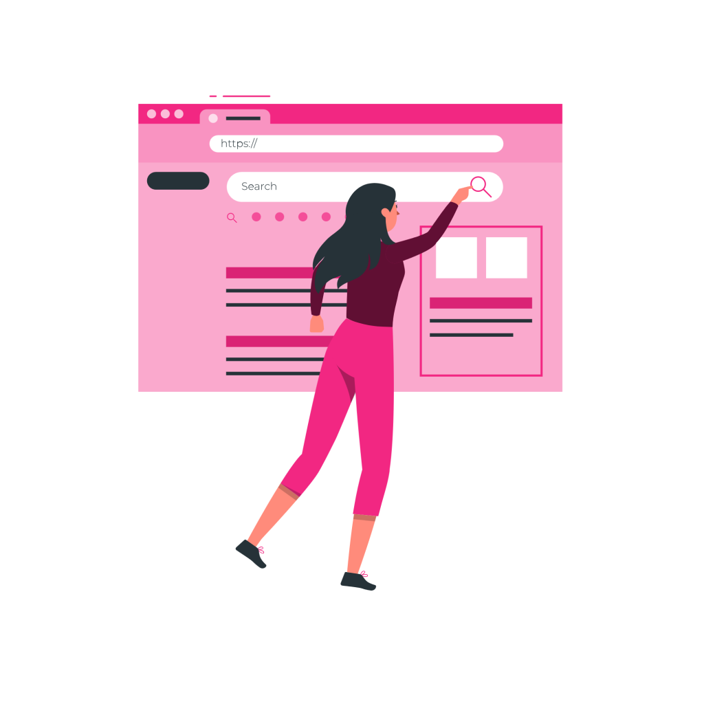 Illustration of a woman interacting with a website